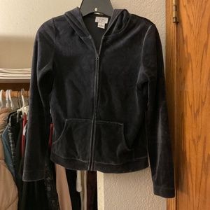 y2k navy blue velvet tracksuit zip up hoodie